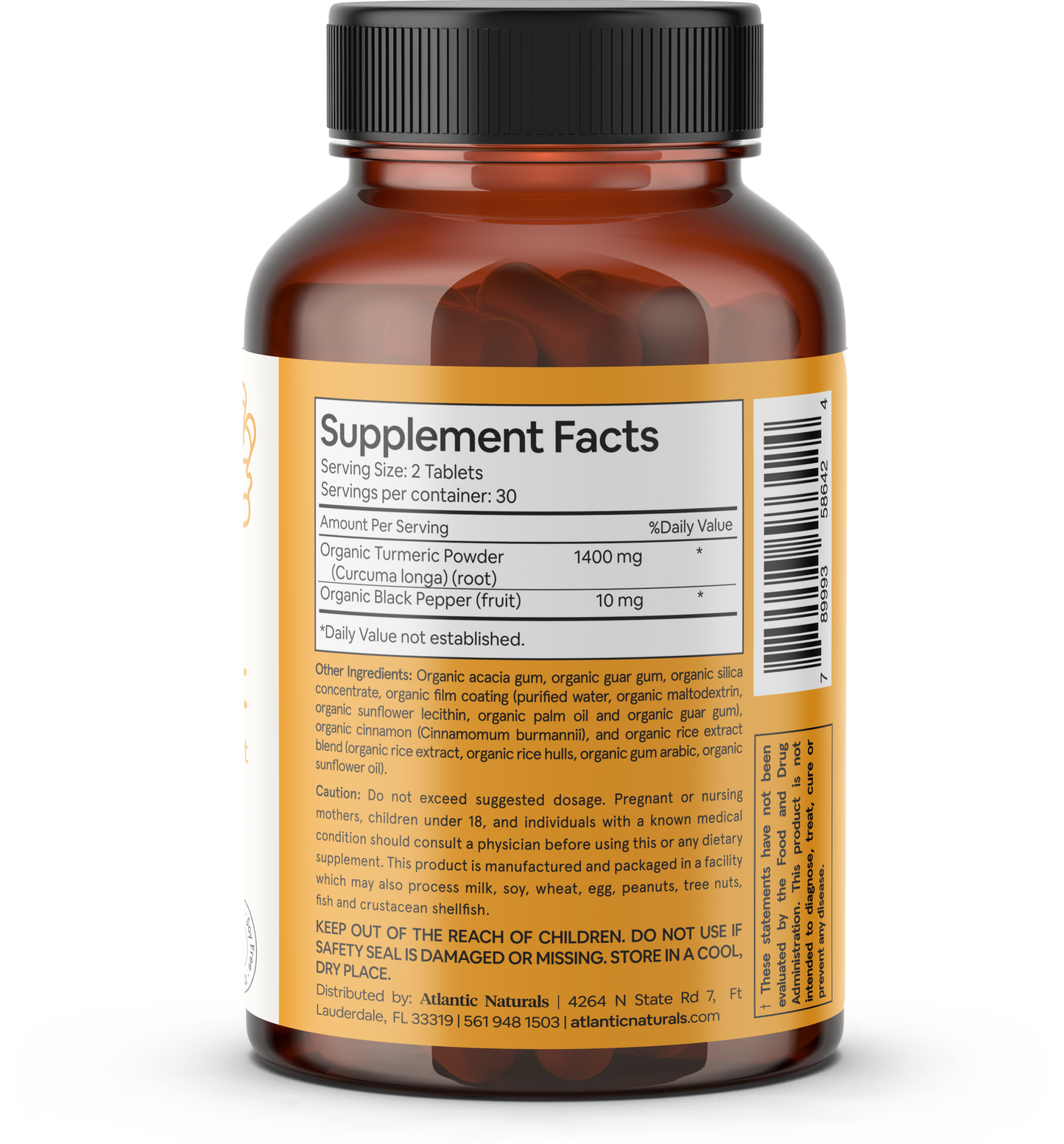 Organic Turmeric Root with Black Pepper | Vegan 1410 mg