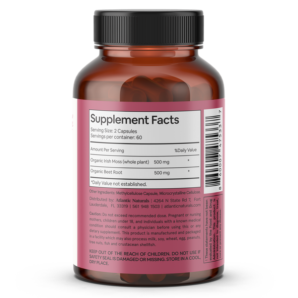 Organic Sea Moss with Beet Root Capsules | Vegan 1000mg