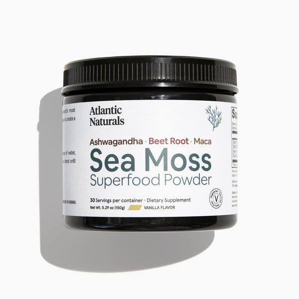 Organic Sea Moss Superfood Powder with Ashwagandha, Beet Root and Maca | Vanilla Flavor